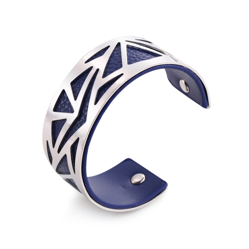 16 cores manguito pulseira de couro slivery ouro cor pulseira georgette indiano jóias pulseiras amor pulseiras para mulher femme vimio: navy 1