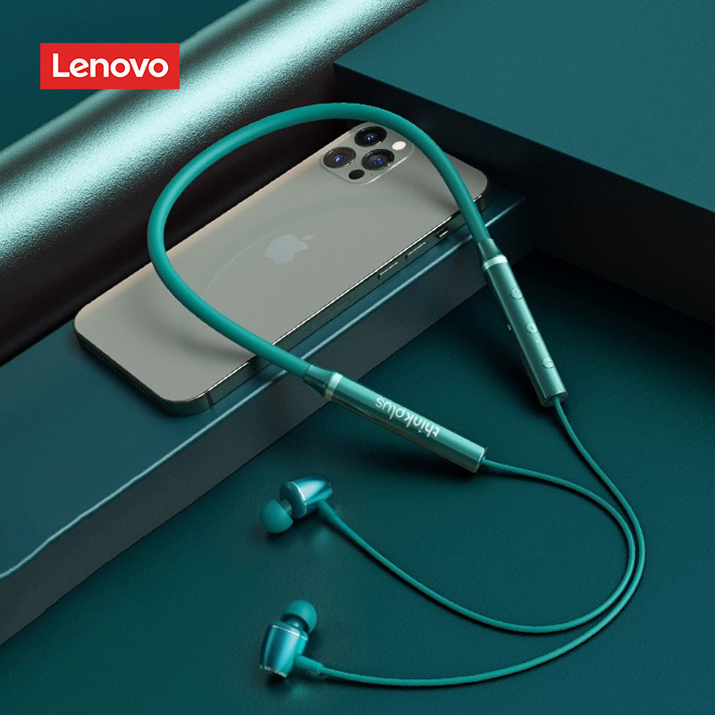 Original Lenovo HE05X Bluetooth 5.0 Nacken-Ohrhörer, hautfreundliches Kragen-Headset aus flüssigem Silikon, wasserdichte IPX5-Kopfhörer: green