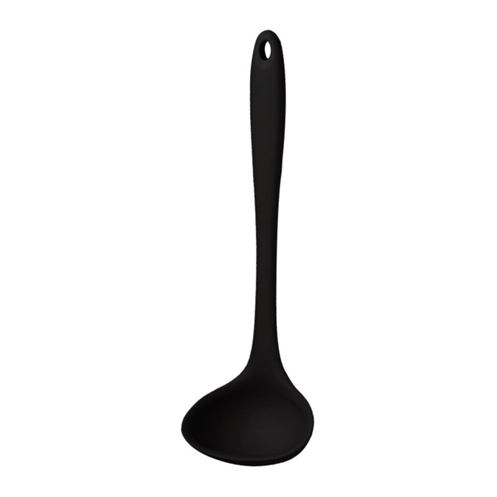 Non-stick Silicone Ladle Soup Spoon Curved Handle Unbreakable Big Round Scoop for Dinner Kitchen Dining Tool Tableware