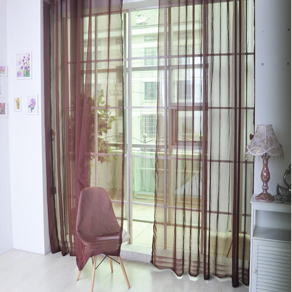1 PCS Pure Color Tulle Door Window Curtain Drape Panel Sheer Scarf Valances: G