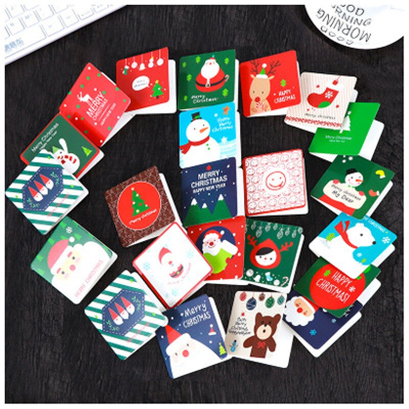 24/5 PCS bricolage noël merci cartes cartes de voeux avec enveloppe Mini noël carte postale décoration de noël