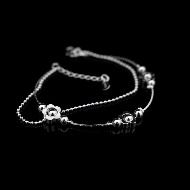 New Fashion Plum Blossom Del Braccialetto Del Pendente 925 Sterling Silver Doppio Strato Catena di Lucky Fiore Braccialetti Con Ciondoli Monili Delle Donne del Regalo