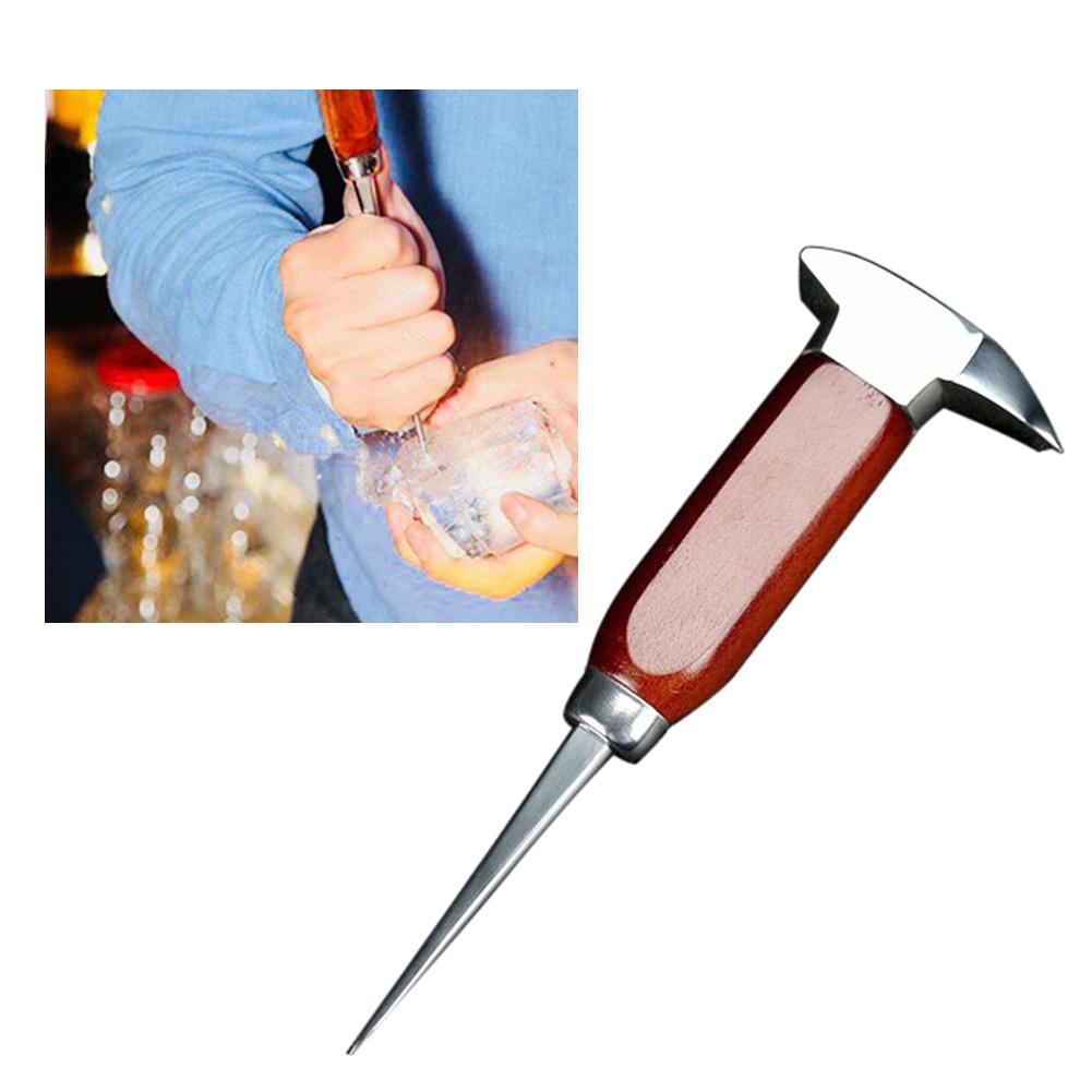 Refined Steel Ice Pick Punch Crusher Icing Breaker Wooden Handle Ice Pick Durable Ice Barware Bartender Tools Bar Accessories
