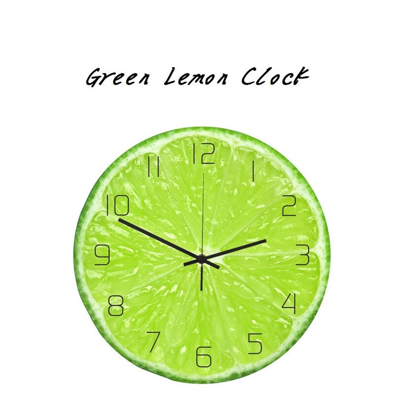 Groene citroenfruit wandklok voor keuken, acryl, stille hangende horloge, slaapkamerhorloge, lasser, muurklok, woondecoratie: Cc095