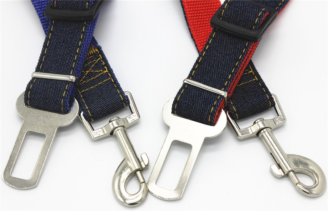 2 Packs Duurzaam Zware Denim Pet Hond Kat Seat Belt, verstelbare Tether Leash Voertuig Veiligheid Leads voor Kleine Medium Grote Hond