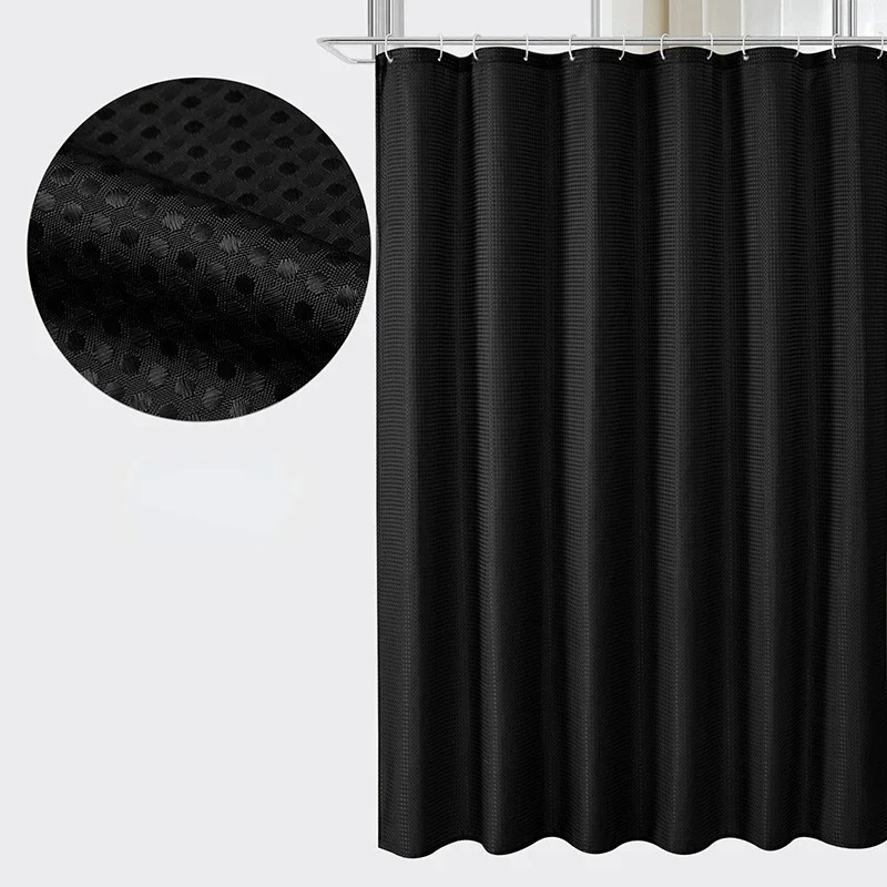 Curtain Bathroom Bathroom Punch-free Shower Curtain Fabric Plain Waterproof and Mildew-proof Polyester Shower