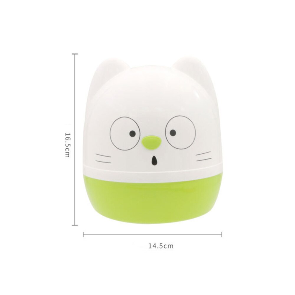 1pc Roll Paper Storage Container Holder Cartoon Toilet Tissue Box Round Shape for Home (White + Green)