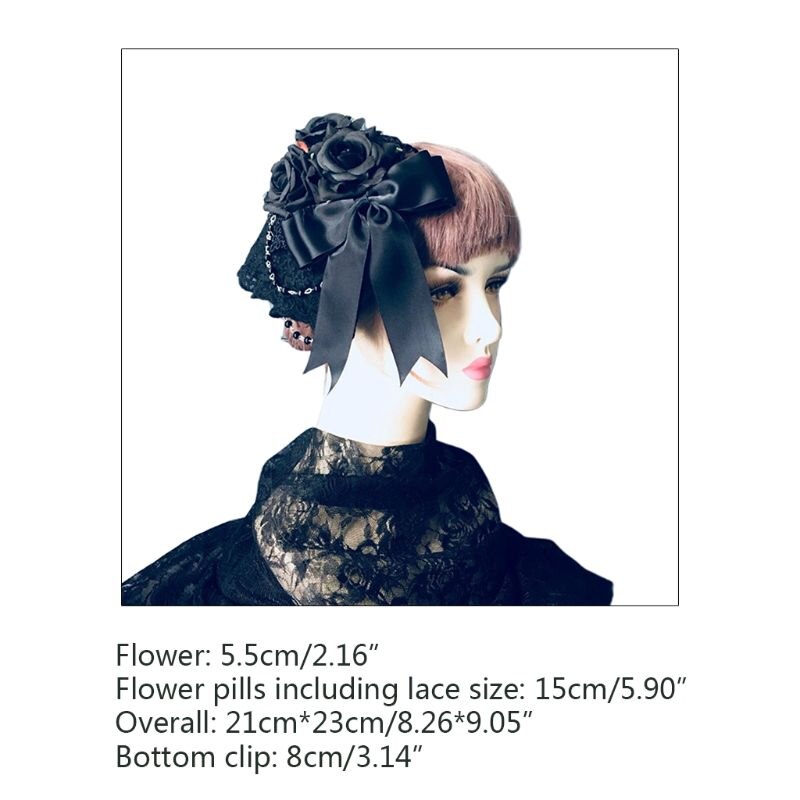 Dames bloemenkant fascinator kunstmatige roos strik haarspeld nep kralen ketting hoed bloemenkant fascinator