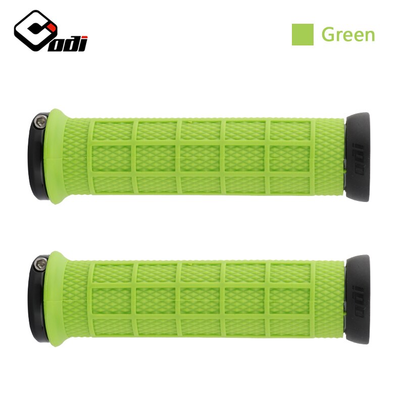 ODI Grips Aluminum Alloy Lock Ring Mountain Bike Grips Silicon Bicycle Handlebar Grip Shock Absorber MTB Bike Handle Bar Part: Model-1-Green