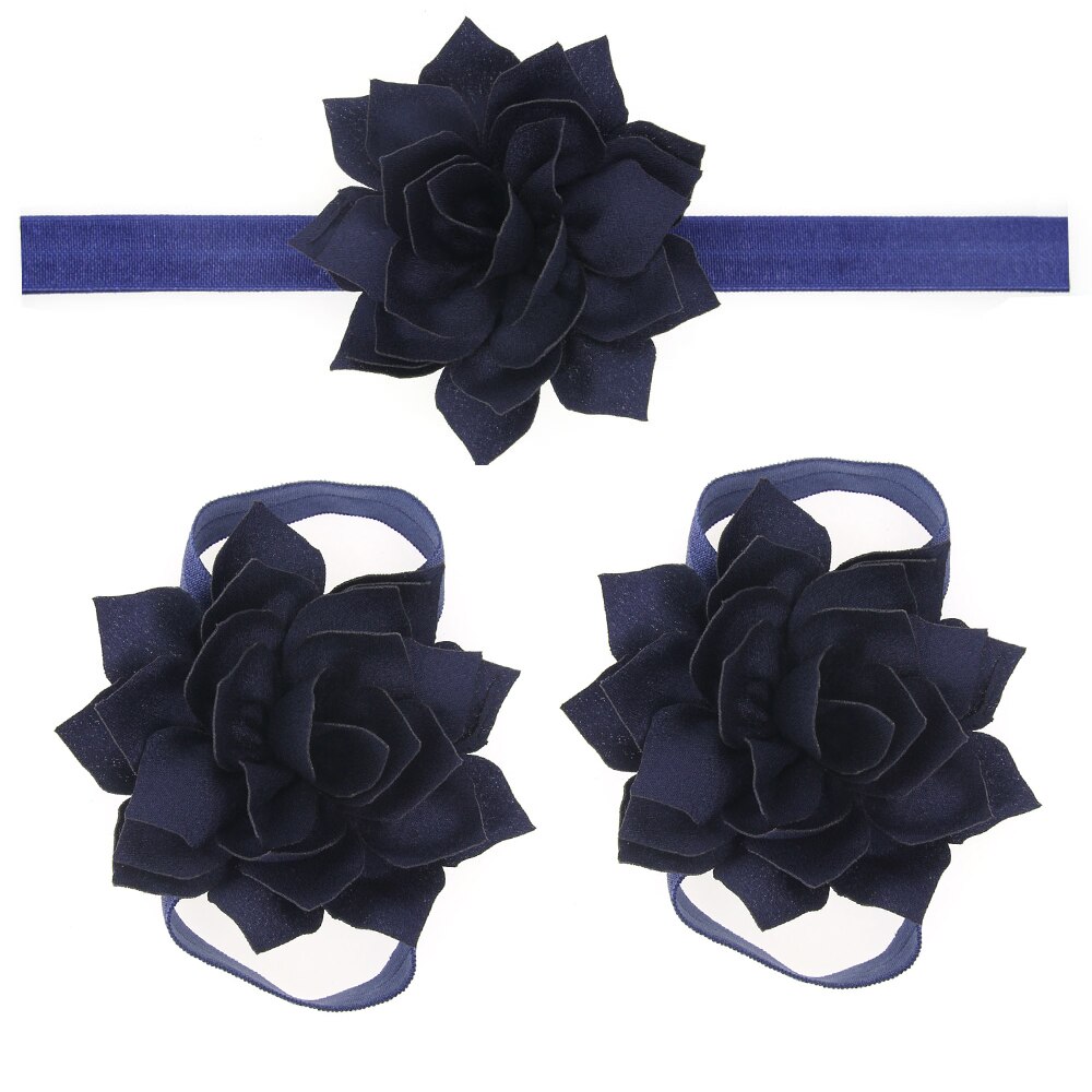 Sandalias de bebé con flores para cubrir zapatos descalzos, lazos de flores, zapatos de primeros pasos para niños, conjunto de diadema, accesorios de fotografía KFA11