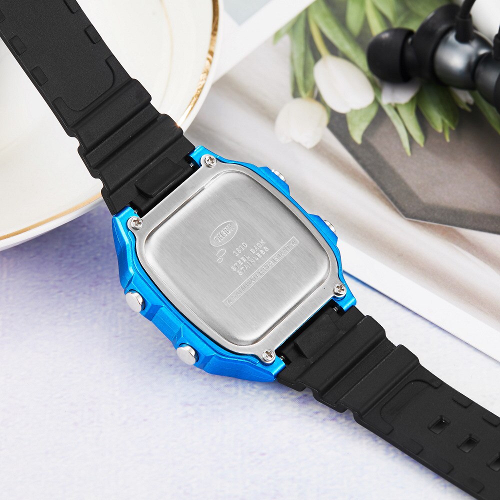 OHSEN Digital Sport Men Watch 50 Waterproof Diving Man Casual Wristwatches Alarm Stopwatch blue Watches Reloj Hombre