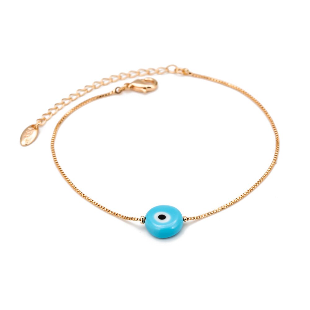 Lucky Eye Blue Turkish Evil Eye Charm Bracelet Gold Color Copper Chain Adjustable Bracelet for Women Girls Jewelry BE73: 2