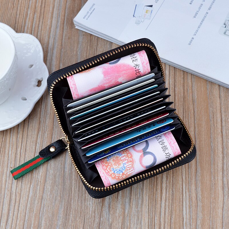 Soft Leather Wallet Ladies Short Zipper Multi-card Organ Card Bag Female Student Card Holder Coin Purse Business Card Bag PU