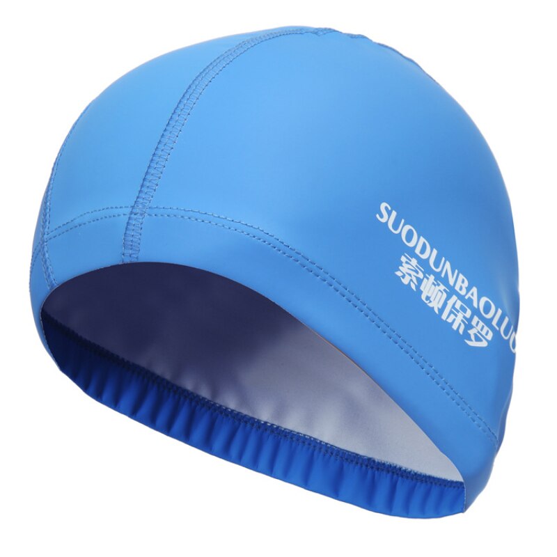 Accesorios de natación para adultos y hombres, gorro de tela de poliuretano impermeable, elástico, protección de orejas, pelo largo, deportes, gorro de piscina