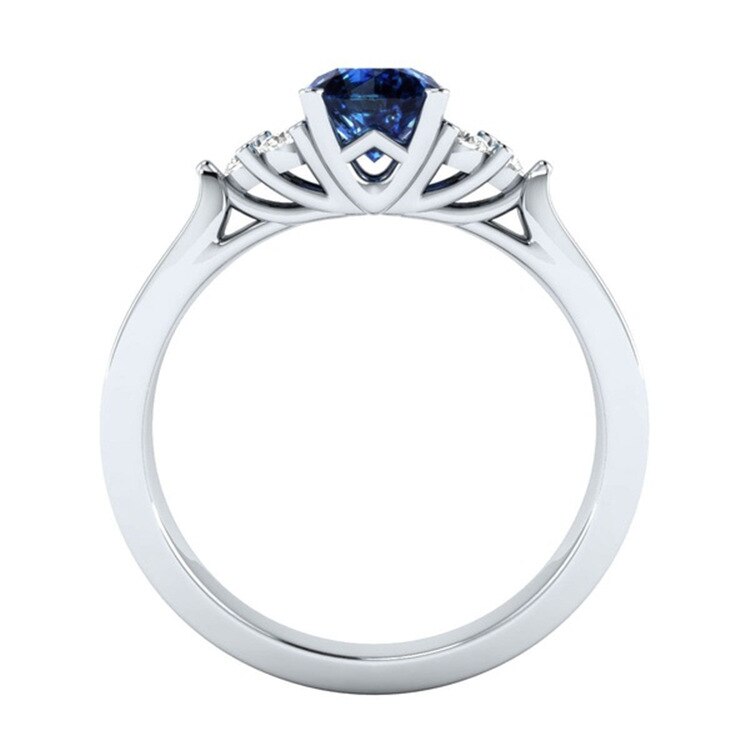 925 Sterling Zilveren Kleur Vrouwen Ingelegd Sapphire Zirkoon Ring Zilver Engagement Sieraden Anillos De Matrimo Sapphire Bizuteria