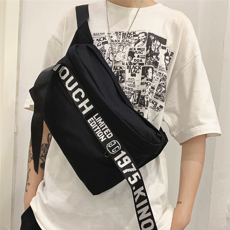 Marca original casal saco de peito moda grande capacidade saco do mensageiro rua personalidade hip hop bolsa de ombro meninas saco casual