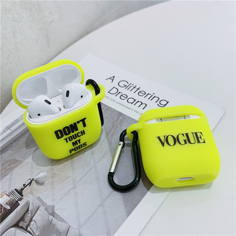 Fluorescent color Simple letter For Airpods Case Cute cartoon Bluetooth Earphone Protective Cover For Airpod 2 soft case