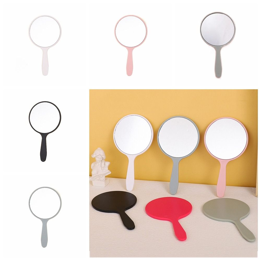 DIY Makeup Mirror Cute With Handle Small Round Handheld Mirror Handheld Anti-fall Portable Mirror Home