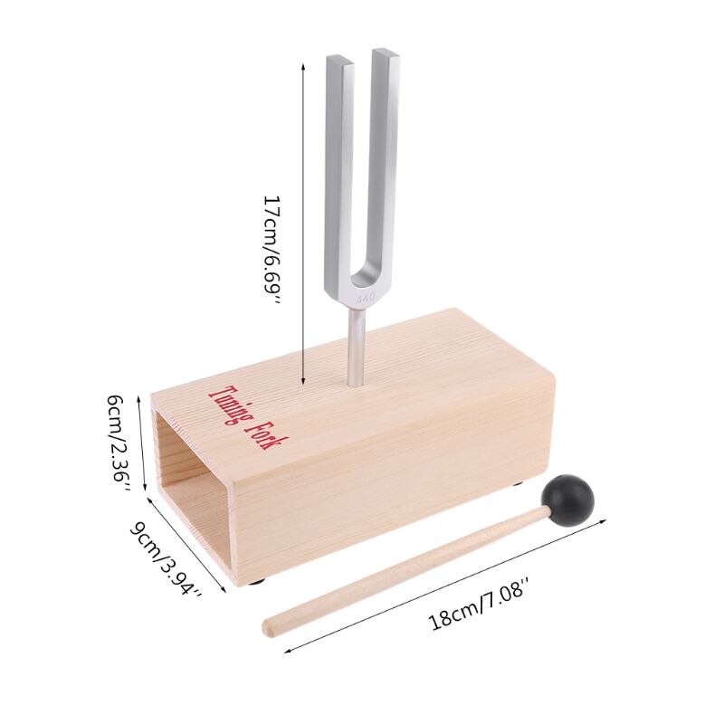 Diapason en alliage d'aluminium 440Hz pour l'expérience physique avec maillet et Bases en bois B85C