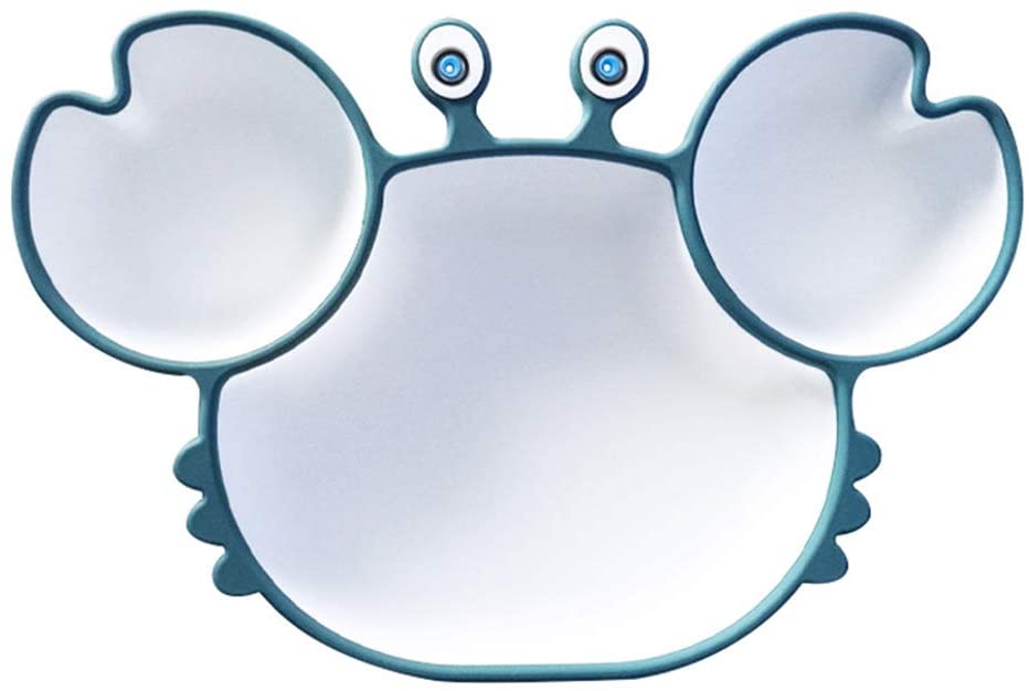Assiette en Silicone pour enfants, bol en forme de crabe, dessin animé, alimentation pour bébé, vaisselle pour enfants: Blue