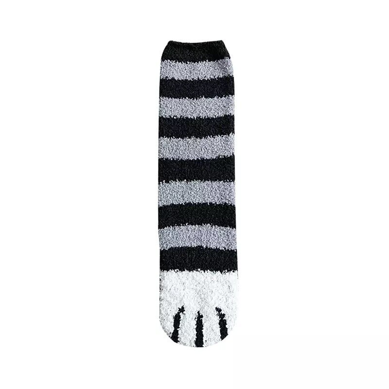 Cute Funny Cats Paw Socks Women Thicken Cartoon Animals Fingers Sock Girls Ladies Hosiery Toe Zebra/Tiger/Cat Foot Sox: Dark Grey