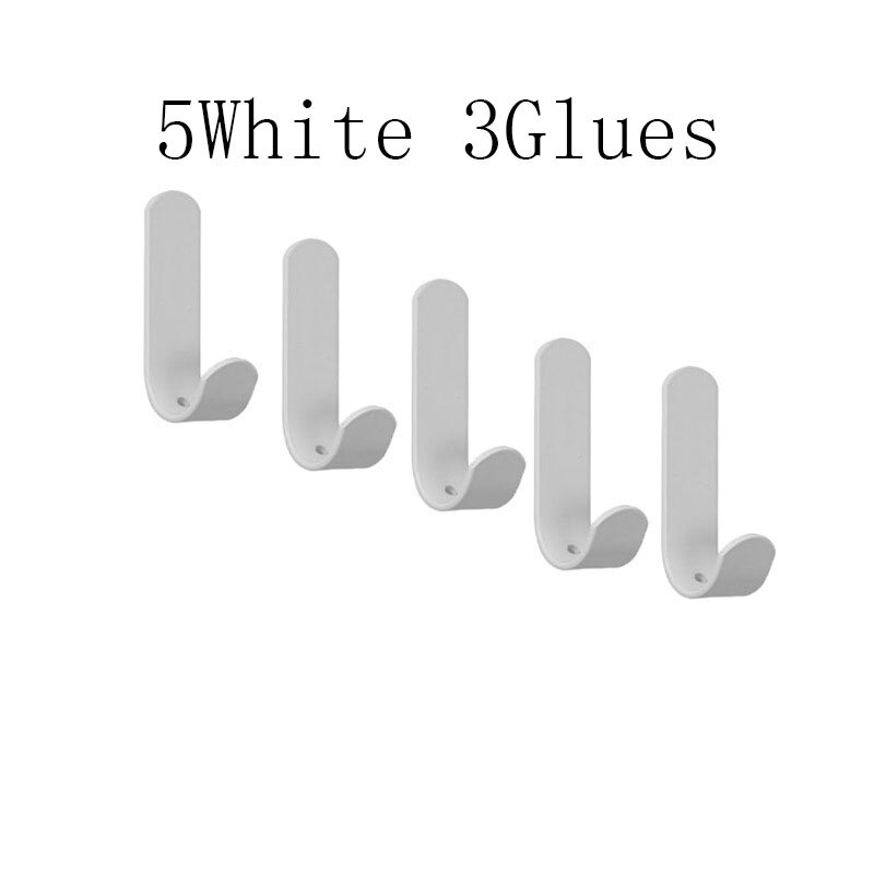 Zwart Wit Gewaad Handdoek Jas Kleding Haak Voor Badkamer Accessoires Roestvrij Hanger Keuken Hardware Muurbevestiging Lijm Geen Boren: White 5PCS