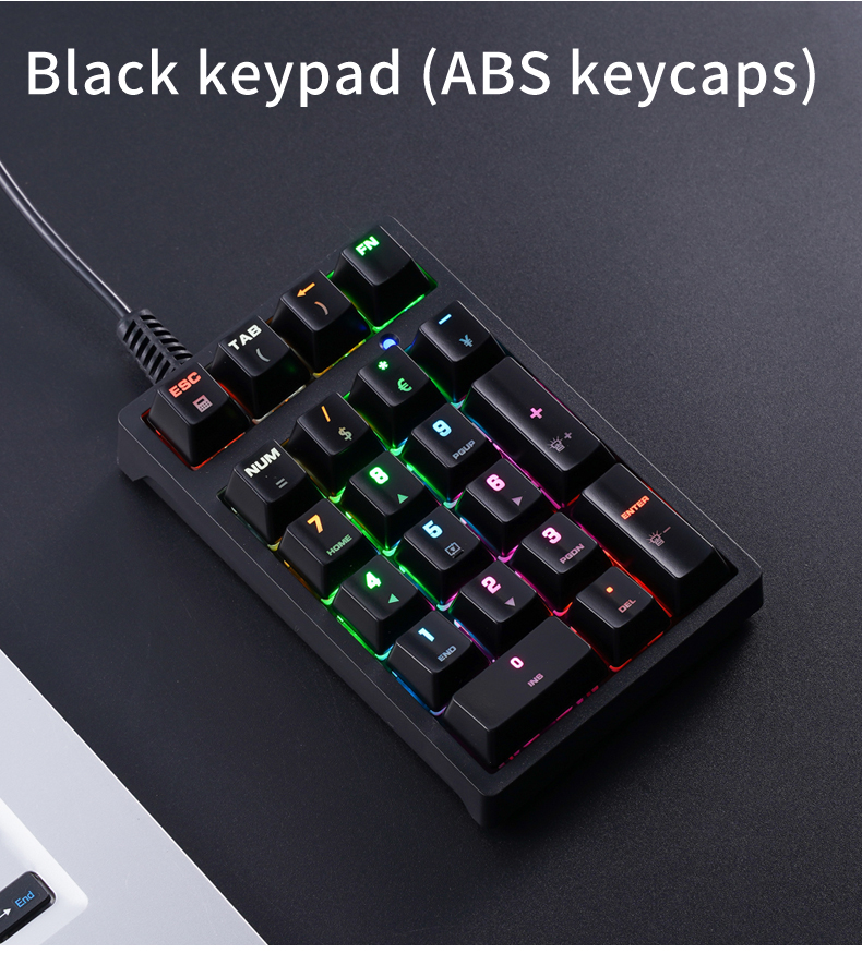 APAYADO T21 Number Keyboard 21Key Wired Mechanical Number Keyboard,MultiColor Lights for Treasury / Accounting / Finance