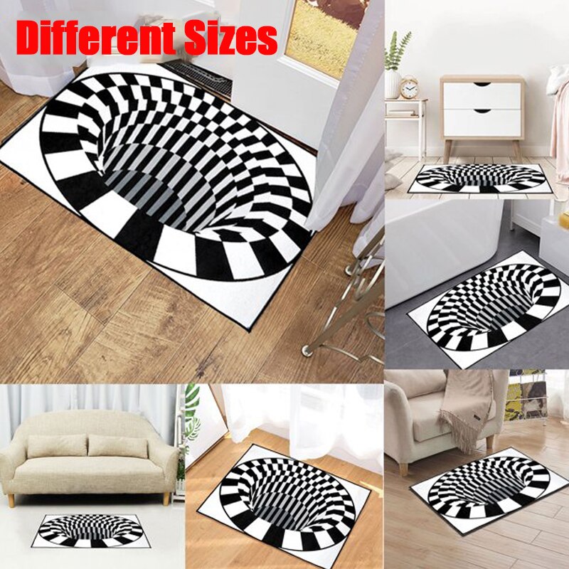 3d vortex illusion tæppe tæppe tapis indtryk tæppe gulv pad indtryk print bundløs hulmåtte tæppe værelse dekoration