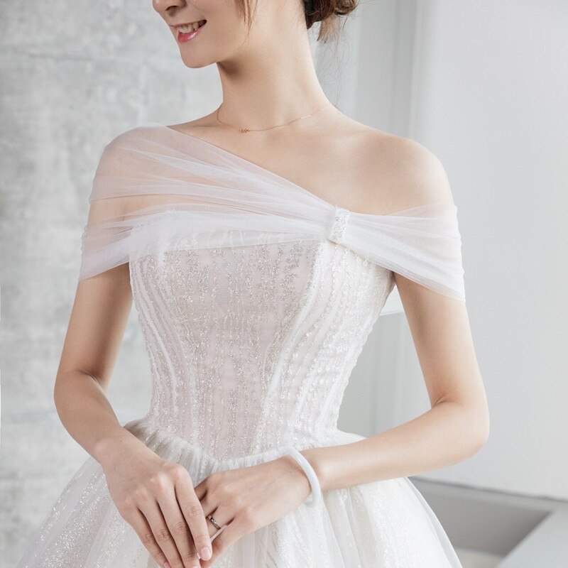Coprispalle da sposa in Tulle accessori per la decorazione del braccio scialle rimovibile champagne bianco avvolgere matrimonio