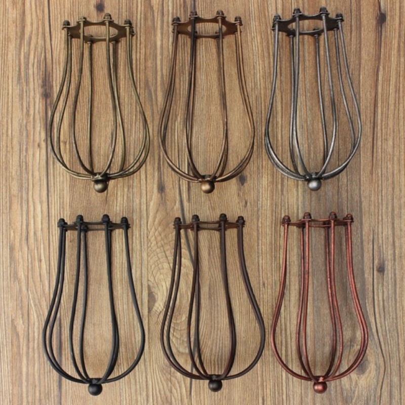 E27 schaduw zwart afgewerkt ijzeren edison lampenkap vintage verlichting kooi schaduw met fitting DIY lampaccessoires