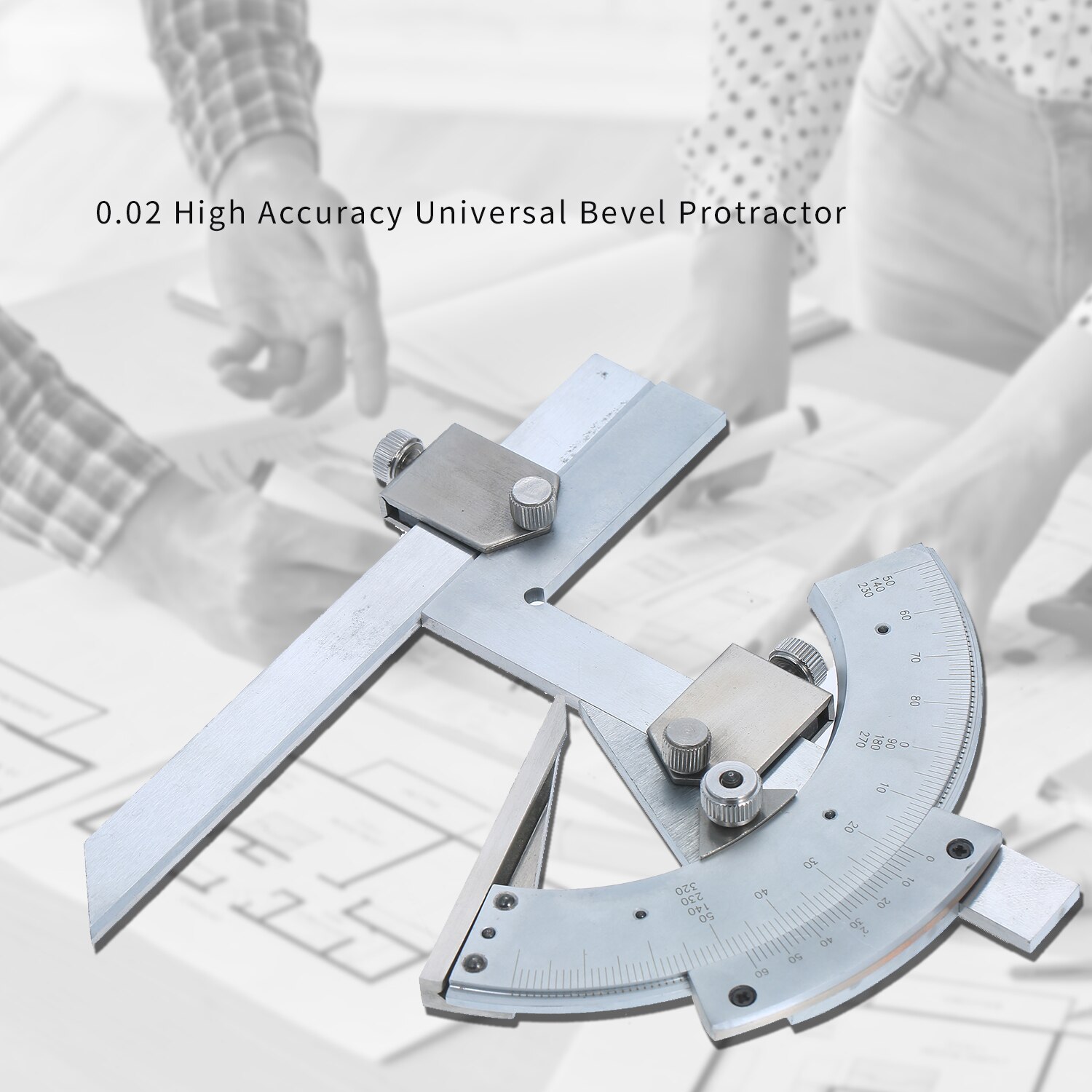 Carbon Steel Universal Bevel Protractor 0-320°Accuracy Angle Finder Measuring Ruler Tool