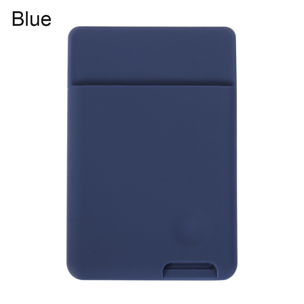 Universal Silicone Phone Wallet Case Stick On ID Credit Card Holder Self-Adhesive Elastic Cellphone Pocket Sticker Card Sleeves: 9.5x6.5cm blue