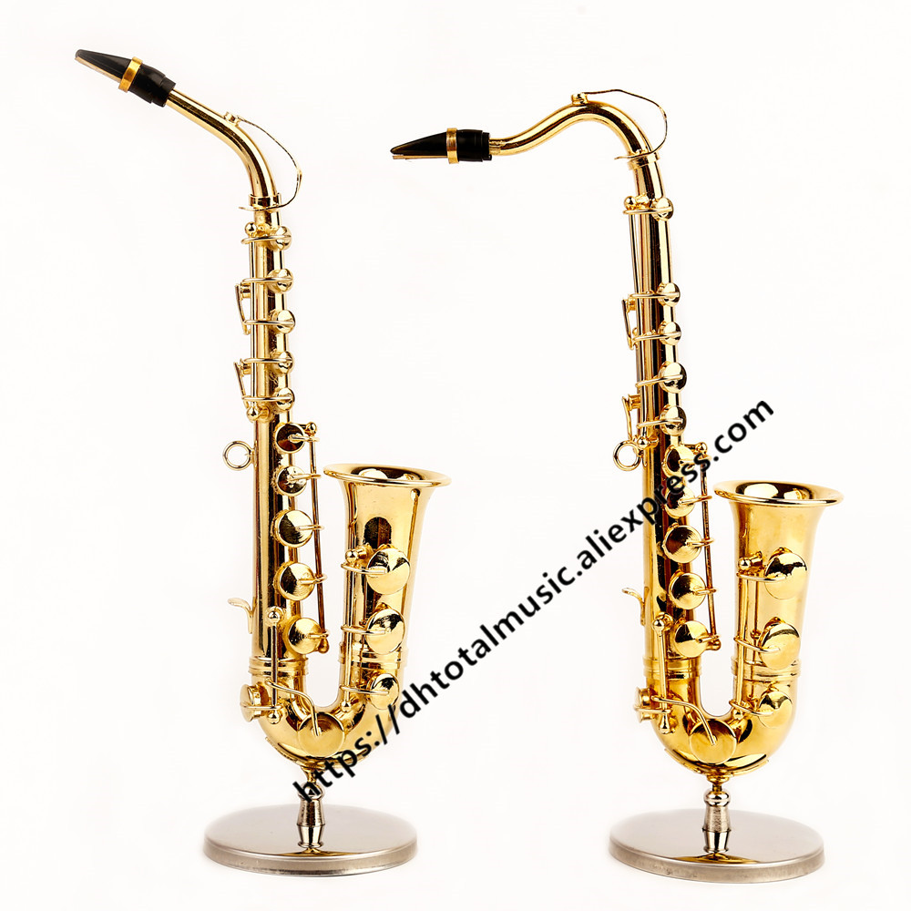 Miniature Musical Instruments Mini Saxophone With Metal Stand Collection Decorative Ornaments Alto Tenor Saxophone