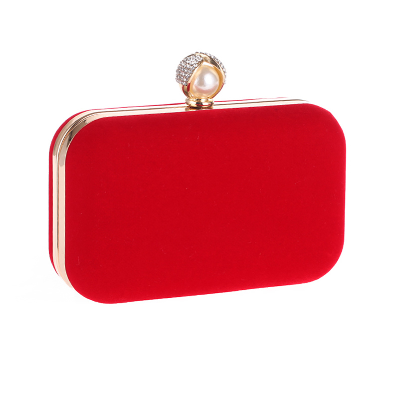 Red Women Clutch Evening Bag Purse With Detachable Chain Handbag Wedding Cocktail Party Velvet Clutches Prom Wedding Shoulder: red 2