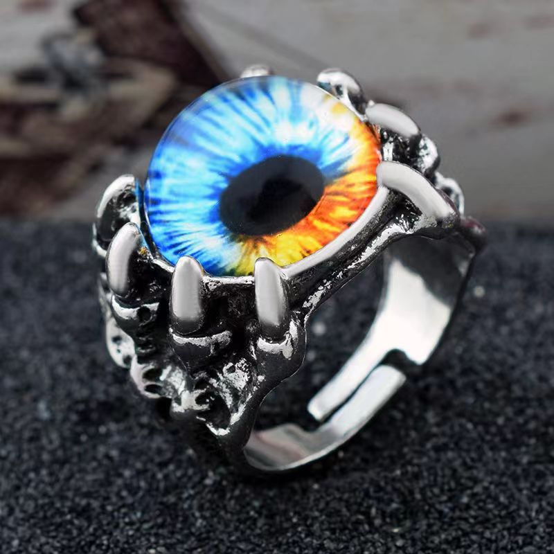 Anillos creativos de mal de ojo para hombres y mujeres, personalidad, estilo Punk, garra de ojos, anillo de dedo gótico, joyería, accesorios para Club nocturno: Gris