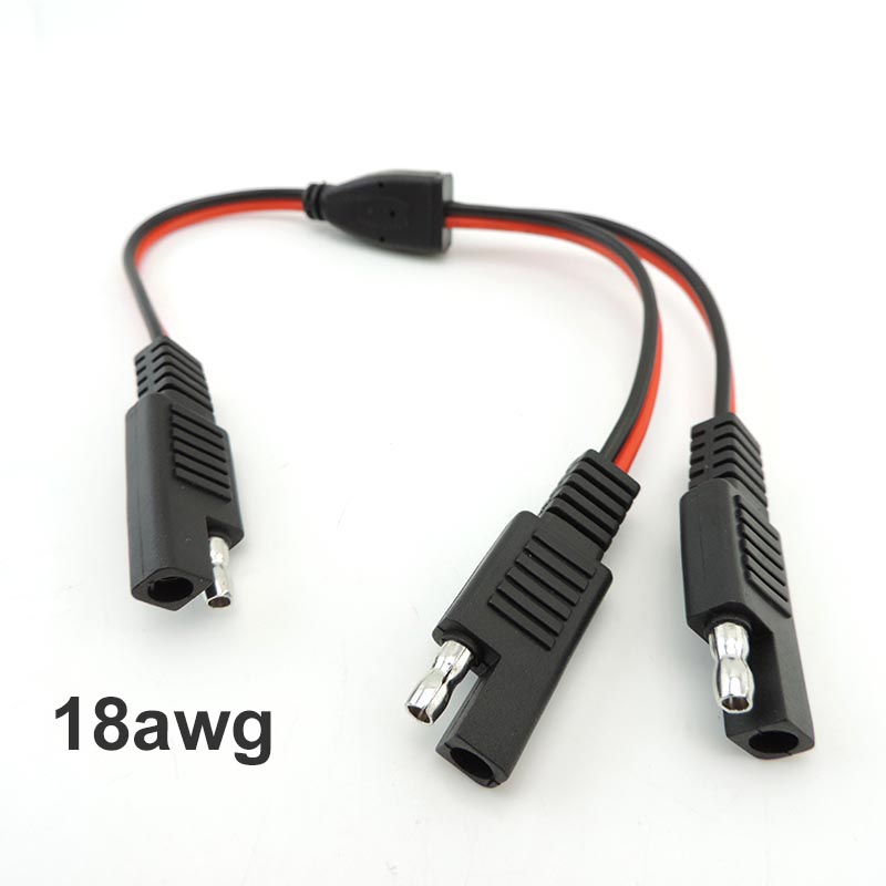 1 SAE to 2 SAE Power Extension Connector plug Cable solar panel battery Adapter Quick Connect Disconnect 14AWG 18AWG 10A 20A: army green