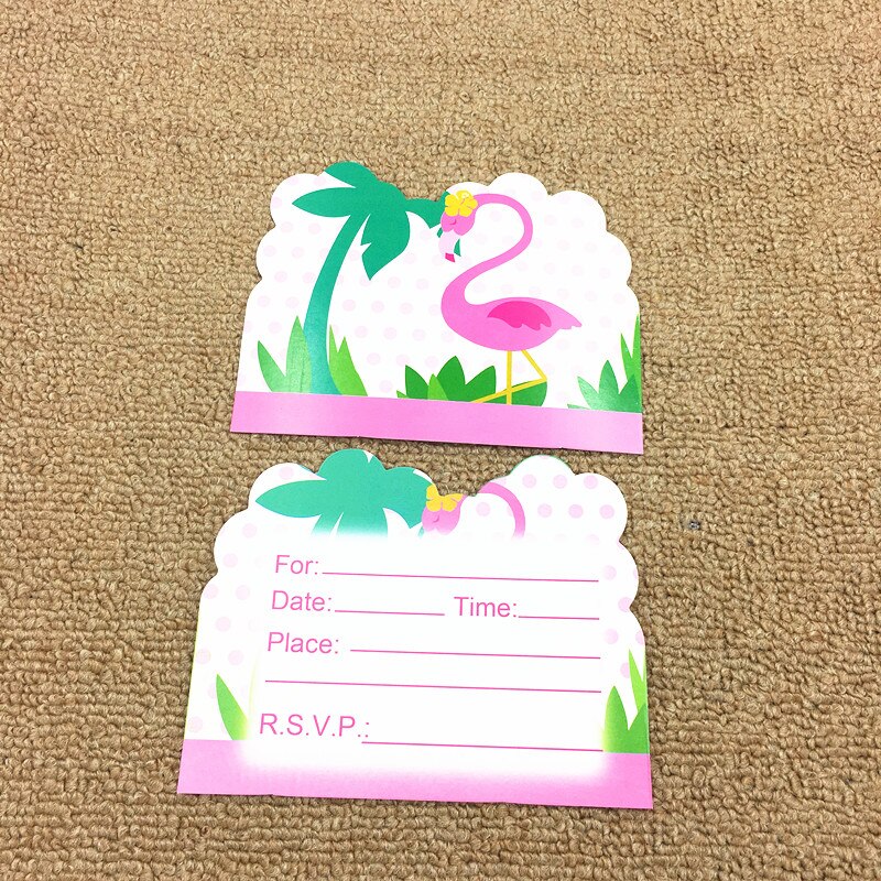 10 stks/partij flamingo uitnodigingen flamingo kaarten gelukkig verjaardagsfeestje trouwkaarten baby douche flamingo kaarten baby feestartikelen