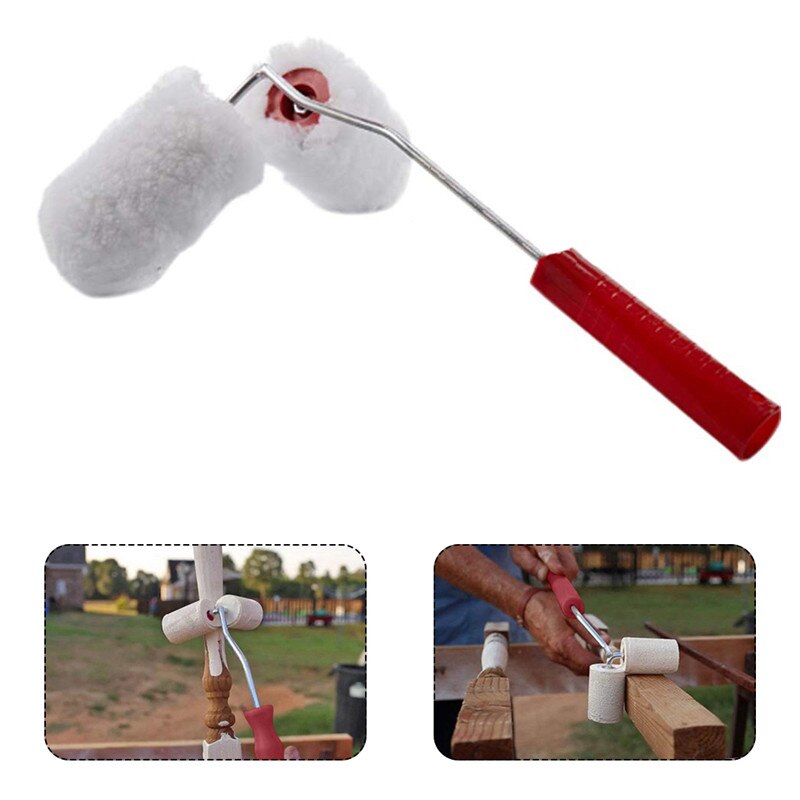 Dual Paint Roller with Two Mini Rollers Helps Paint Fencing Poles and Corners Dual Paint Roll Construction Tools Plastic Durable