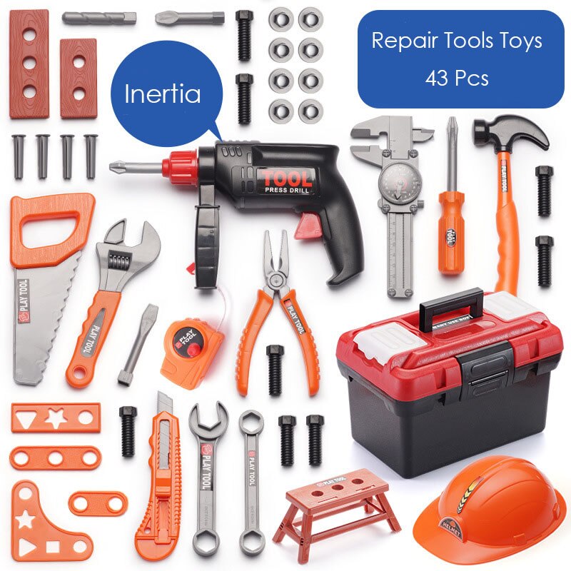 Simulatie Chidlren Reparatie Tools Speelgoed Hand Boor Wrench Toolbox Kit Leren Ingenieur Carpenter Pretend Play Gereedschap Speelgoed Voor Jongens: WHITE