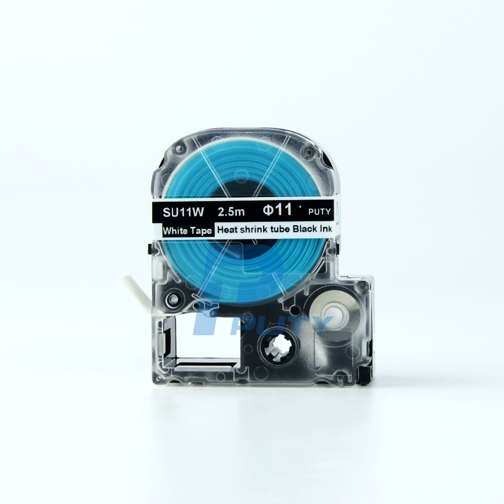 Shrink Tube Label Tape - 11mm x 2.5m - SU11W/SU11Y - Compatible with Kingjim - Heat Shrink Tubes