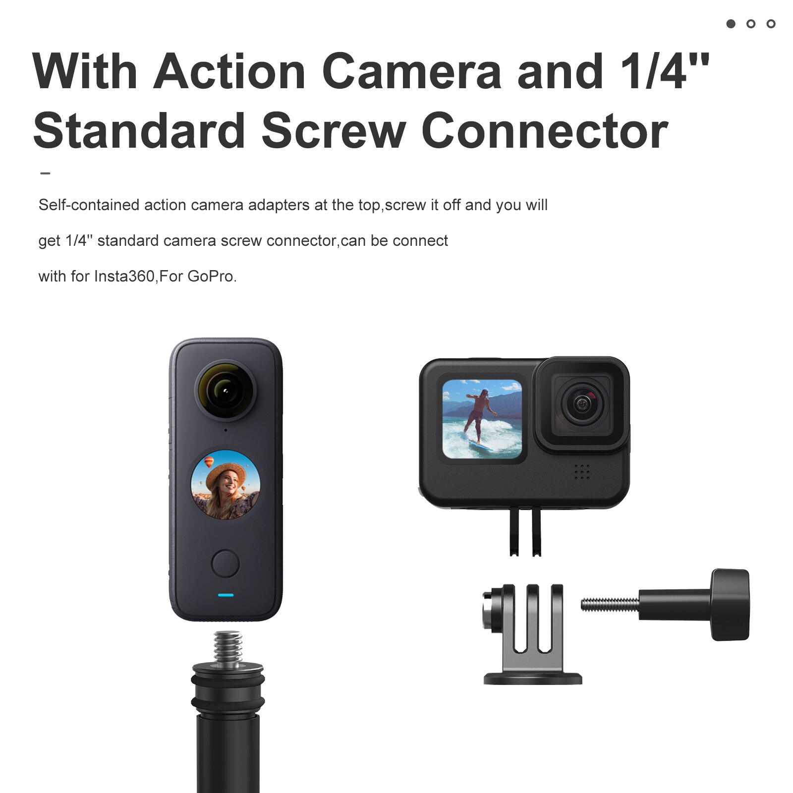 TELESIN-Perche à selfie en fibre de carbone pour GoPro, monopode long de 3m, accessoires pour caméra d'action DJI, foreInsta360