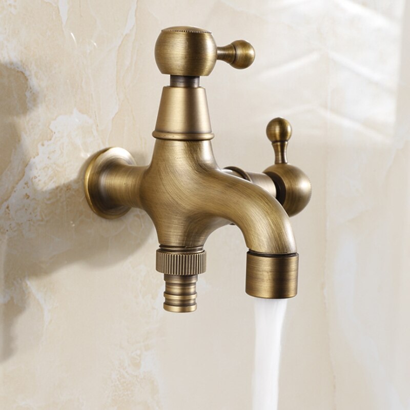 1 PC Neue Stil Anti-bronze Bibcock Wasserhahn Messing Wand Montiert Doppel Mit Bad Waschmaschine Wasserhahn Im Freien Garten mixer