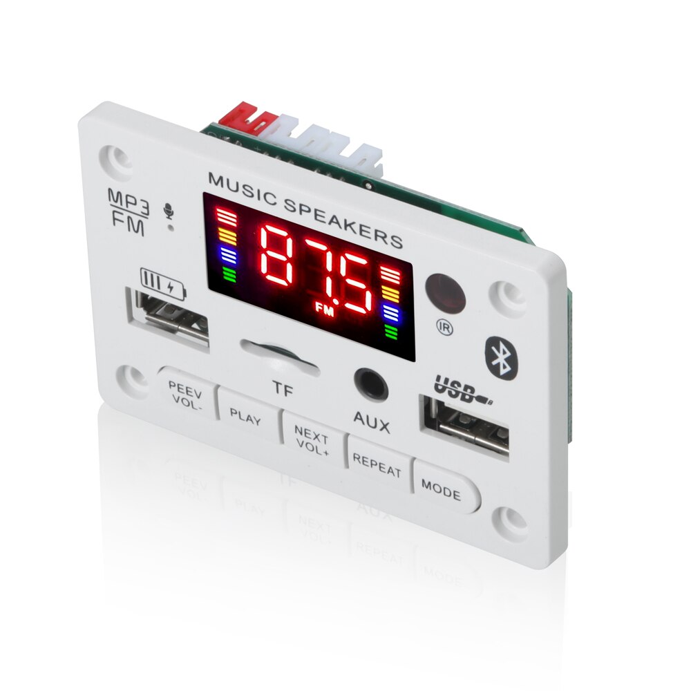 6V 12V Bluetooth 5.0 MP3-Dekodierungsplatinenmodul Drahtloses Auto USB MP3-Player TF-Kartensteckplatz USB FM mit Mikrofon Freisprechsteuerung