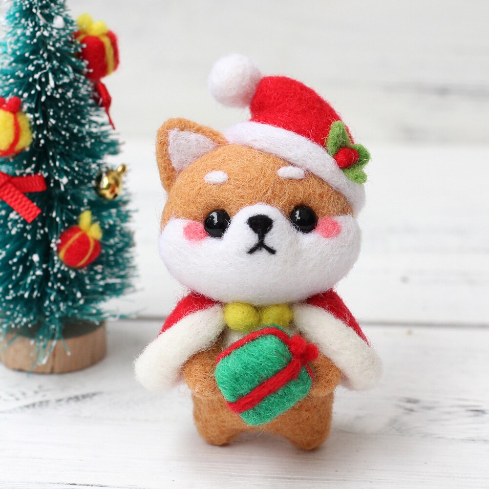 Wool Felt Craft DIY Handmade Toy Animal Doll Wool Felt Poked Kitting Non-Finished DIY Wool Needle Felting Package Set