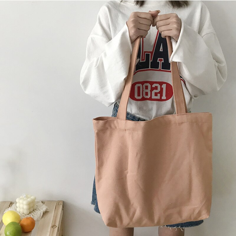 Borsa Shopping in tela di grande capacità borsa a tracolla Casual da donna All-match borsa Tote tinta unita borsa scuola aperta stile College