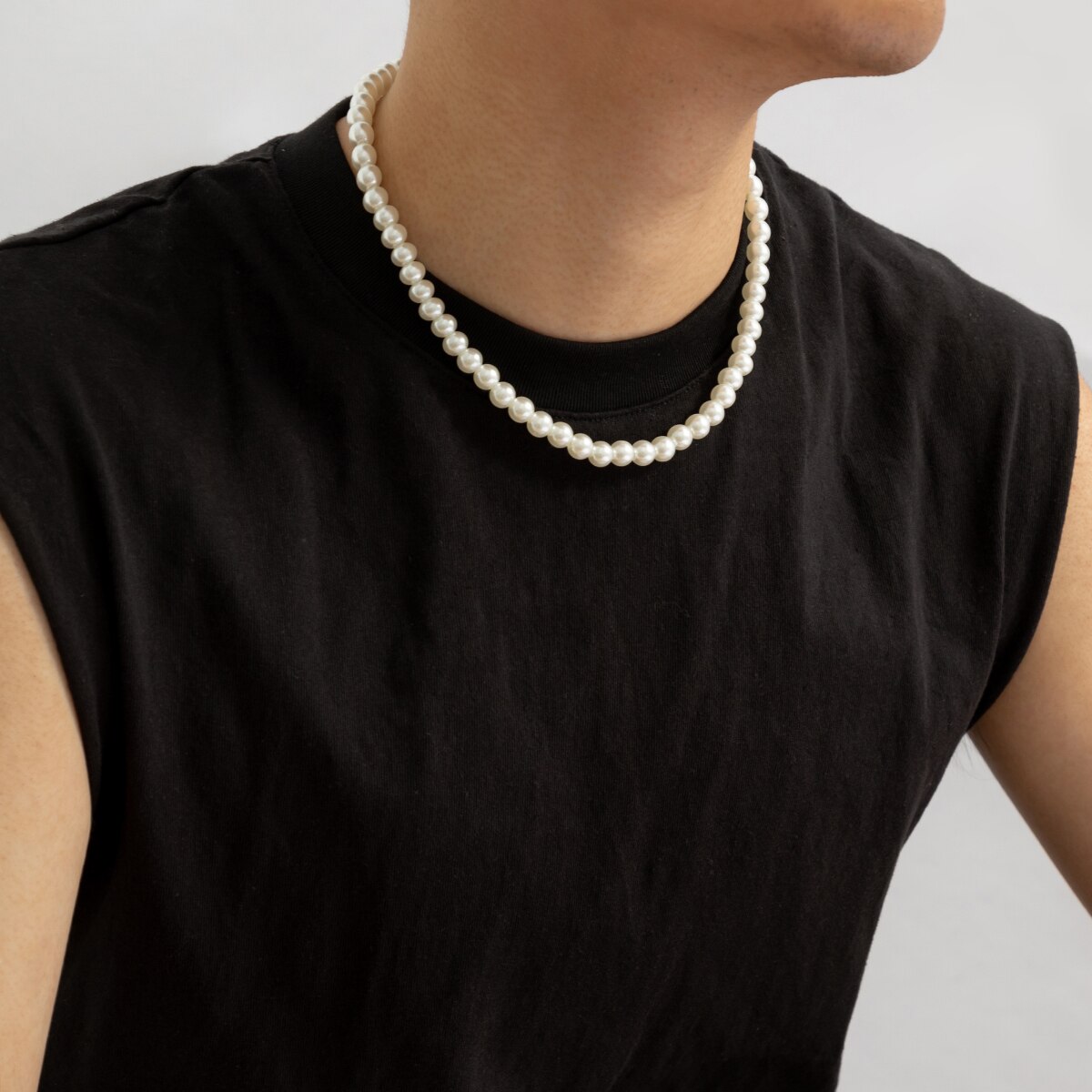 Collier ras du cou court perlé pour homme, blanc carillon, accessoires de cou, bijoux fantaisie, 2023