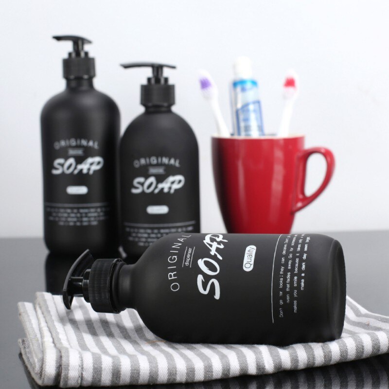 500ml nordisch Schwarz Glas Shampoo Flasche Seife Spender Schlecht Flüssigkeit Lotion Lagerung Krug Haushalts Nachfüllbare Lagerung Flaschen
