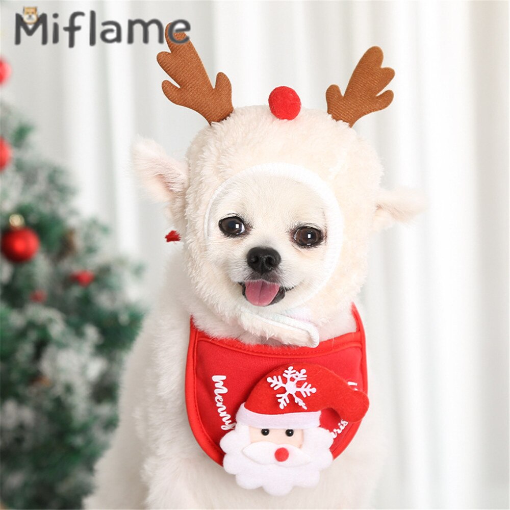Miflame Navidad gorros para perros Festival perros pequeños accesorios Pomerania Bichon invierno mascotas gatos Bandana gracioso cachorro sombreros Bandana