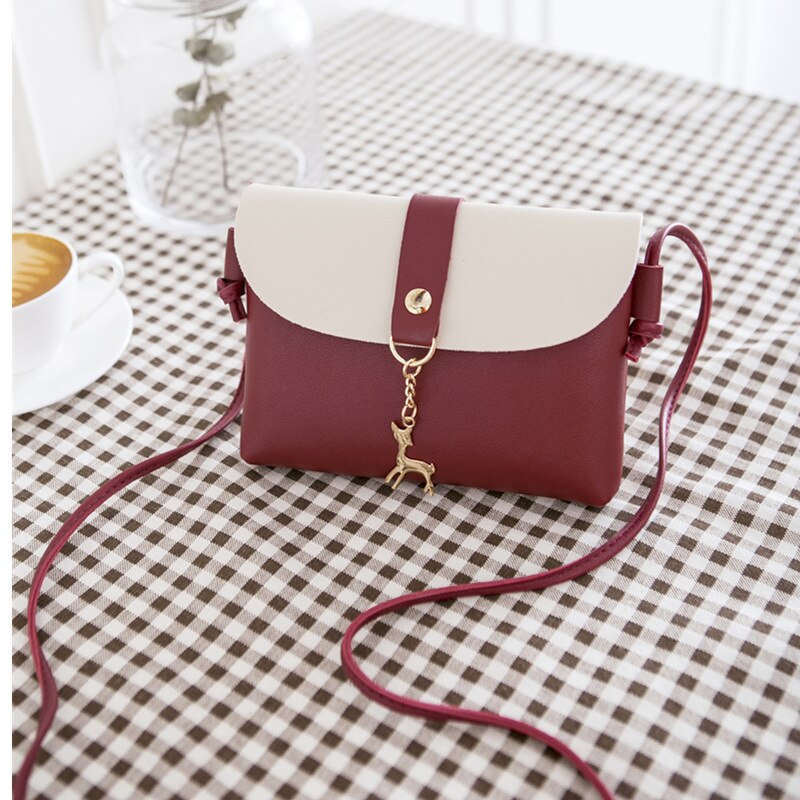 Women Girls Small Crossbody Purse With Pendant PU Leather Cross Body Shoulder Bag Phone Purse Handbags