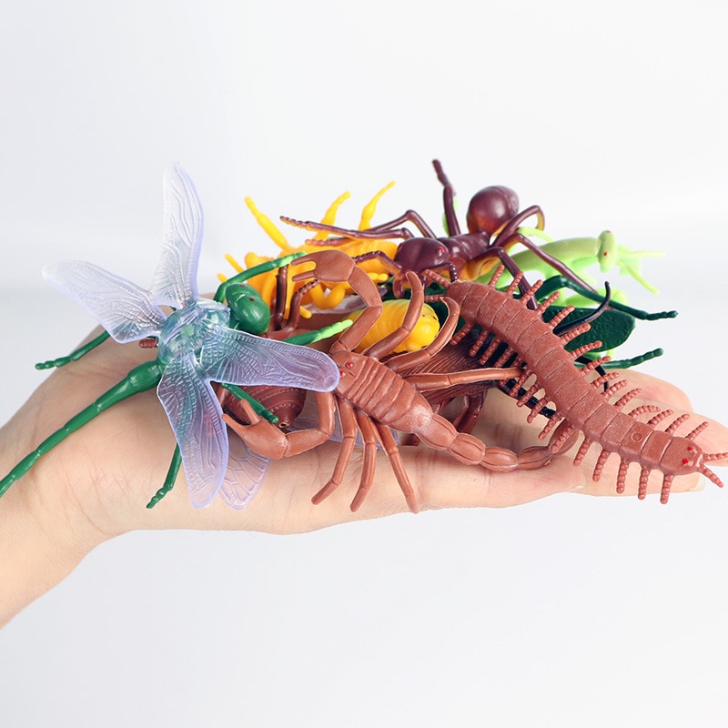 10 stk mini simulation insekter model guldsmede myre bi skorpion tusindben cikade græshoppe uddannelse legetøj børn